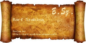 Barf Szabina névjegykártya